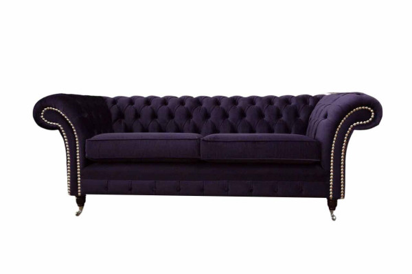 Chesterfield - estilo clásico inglés - sofá - sofá de 3 plazas - tapizado - púrpura - 230 cm