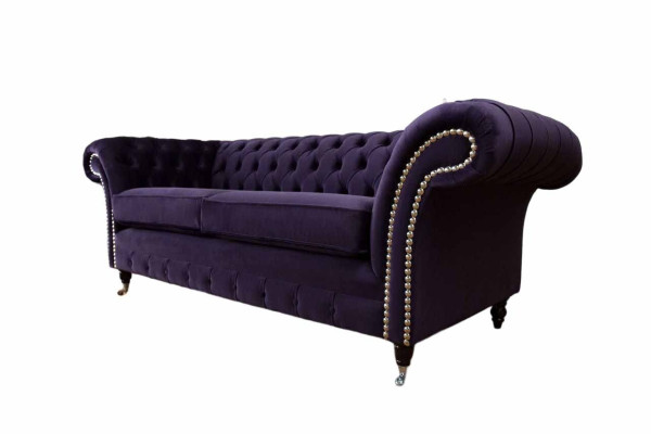 Chesterfield - estilo clásico inglés - sofá - sofá de 3 plazas - tapizado - púrpura - 230 cm