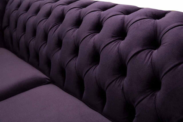 Chesterfield - estilo clásico inglés - sofá - sofá de 3 plazas - tapizado - púrpura - 230 cm