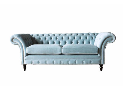 Chesterfield sofá de 3 plazas, tapizado, estilo moderno, tela nueva.