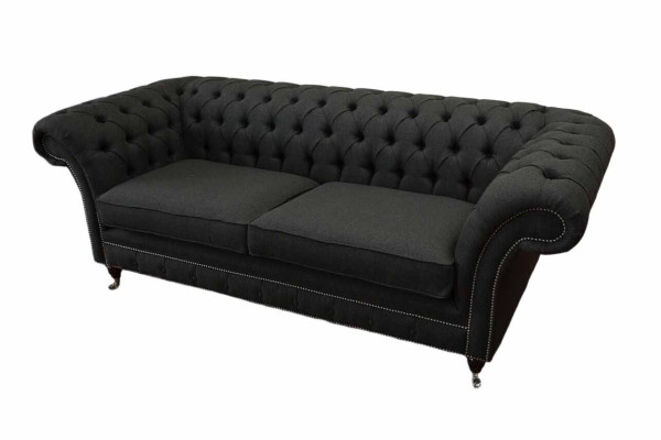 Sofá Chesterfield de sala de estar, sofá de tres plazas, diseño negro, muebles nuevos.