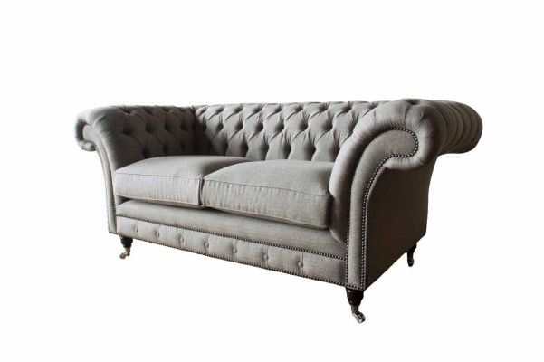 Sofá Chesterfield gris de 2 plazas, sofá de madera, muebles, sofá nuevo de tres plazas.