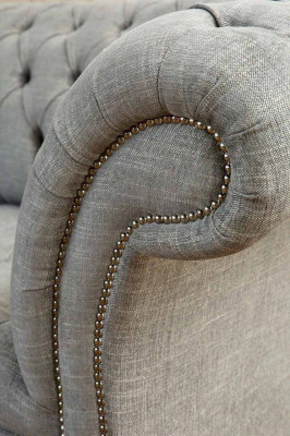 Chesterfield Sofá de dos plazas Tapizado Textil Sofá de tela Lujo