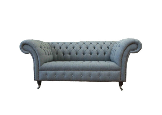 Chesterfield mobiliario de oficina sofá sofá de dos plazas textil gris