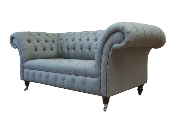 Chesterfield mobiliario de oficina sofá sofá de dos plazas textil gris
