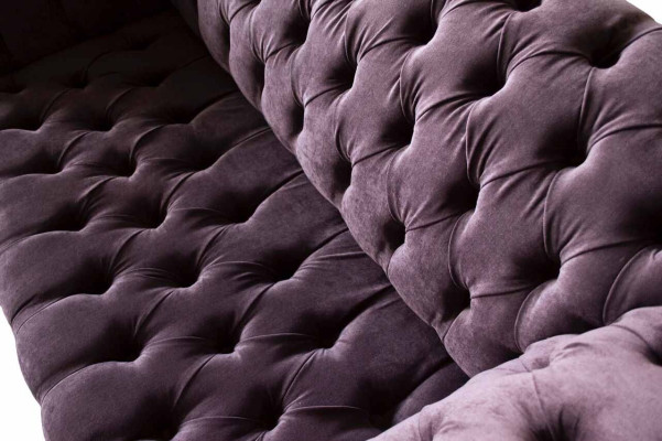 Sofá Chesterfield diseño Lila tapizado textil de dos plazas nuevo.