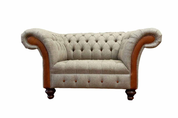 Sofá Chesterfield tapizado 1,5 plazas Sofás clásicos Individuales Gris Nuevo