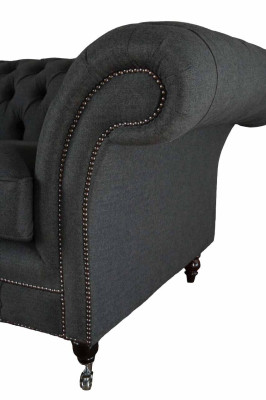 Sofá Chesterfield de 2 plazas, tela de color gris, nuevo.