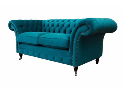 Chesterfield sofá de 2 plazas Tapizado de tela Nuevo