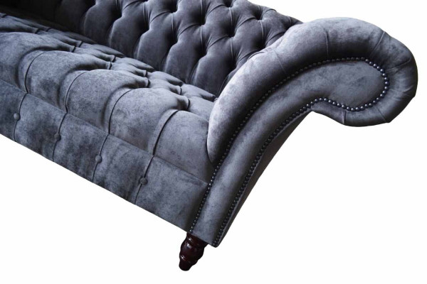 Sofá de 2 plazas Diseño de sofá Tapizado en tela Gris Chesterfield Nuevo