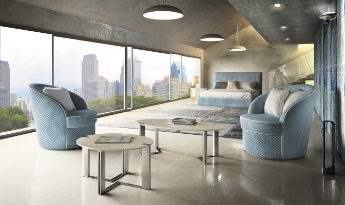 Diseño Sofá Sillón Sofá Tapizado Lujo Textil Sofás 1 Plaza Azul Dormitorio