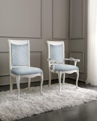 Diseño de silla para sala de estar, sillas de comedor de madera tapizadas con reposabrazos estilo Barroco Rococó.