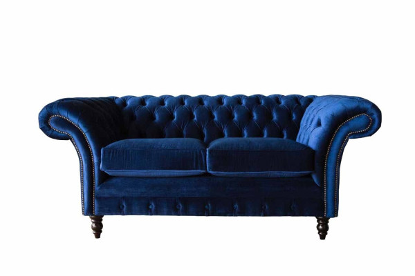 Chesterfield oficina muebles de asientos sofá sofá de 2 plazas textil azul