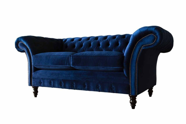 Chesterfield oficina muebles de asientos sofá sofá de 2 plazas textil azul