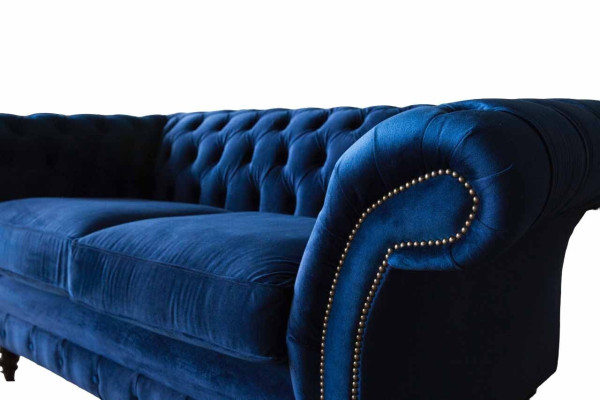 Chesterfield oficina muebles de asientos sofá sofá de 2 plazas textil azul