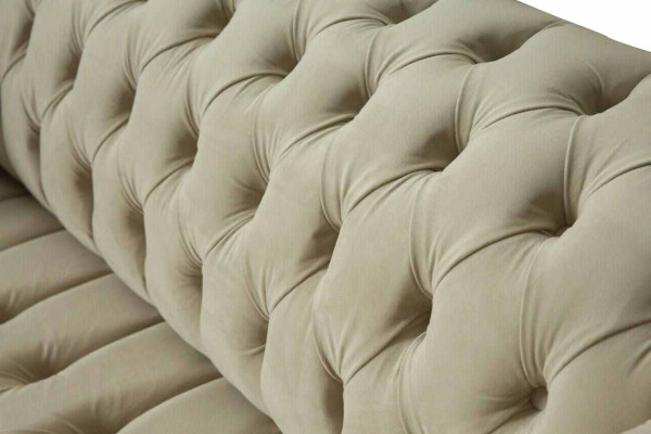 Sofá de dos plazas tapizado de lujo Chesterfield nuevo de tela.