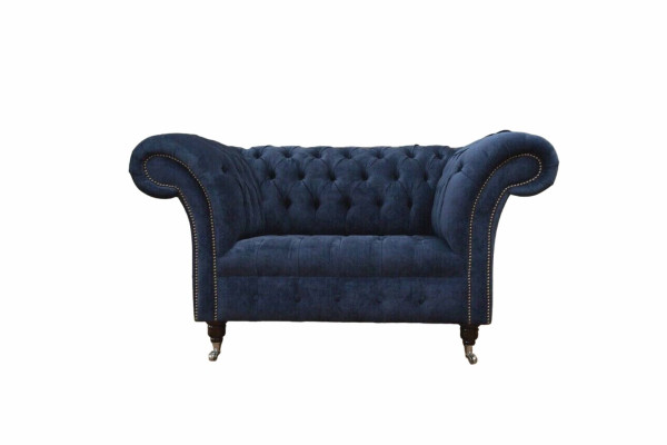 Sofá Chesterfield de 1,5 plazas, sofá de diseñador, tela de tapicería de sofá textil.