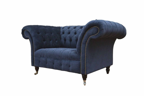 Sofá Chesterfield de 1,5 plazas, sofá de diseñador, tela de tapicería de sofá textil.