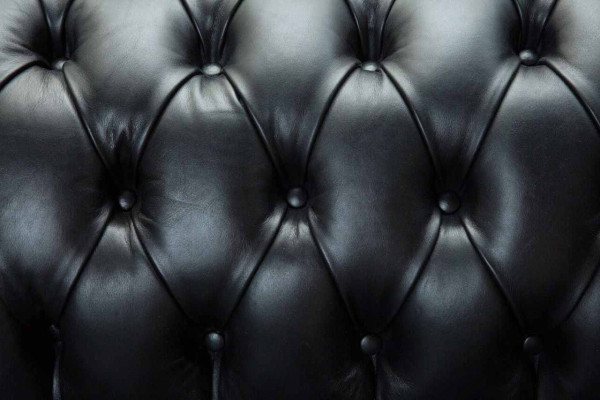 Tres asientos Sofá de lujo 3 plazas Sofás Asiento de cuero negro Chesterfield