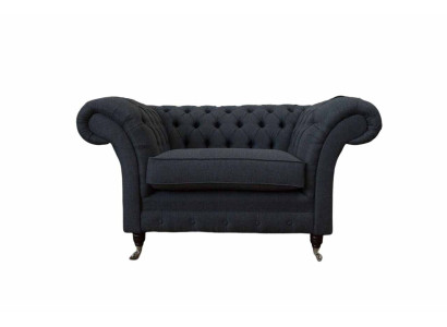 Sillón Chesterfield gris de 1,5 plazas Sofá Sofá Tapicería Textil Gris Sillón
