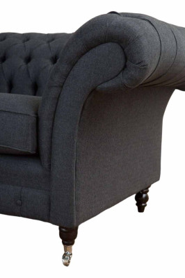 Sillón Chesterfield gris de 1,5 plazas Sofá Sofá Tapicería Textil Gris Sillón