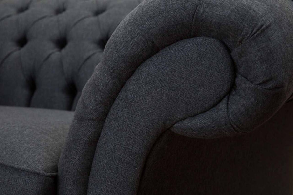 Sillón Chesterfield gris de 1,5 plazas Sofá Sofá Tapicería Textil Gris Sillón