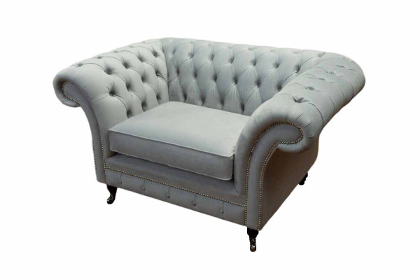 Silla Tapizado Sofá Tela Sofá Chesterfield 1 Plaza Individual Gris