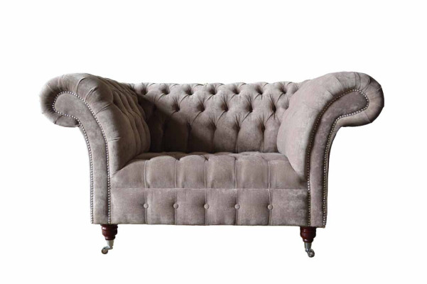 Sofá Chesterfield de 1 plaza de lujo de tela textil, nuevo.