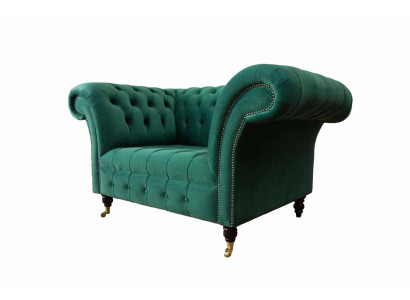 Sofá diseño Chesterfield gris sillón butaca orejero tapizado lujo textil