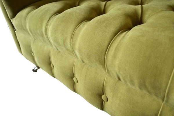 Chesterfield Sillón Diseño Textil Sofá Tela Sofás Tapizado Gris Nuevo