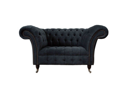 Sofá diseño Chesterfield, sillón tapizado de lujo en tela.