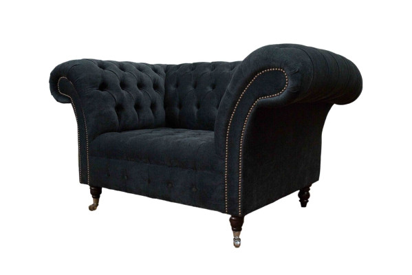 Sofá diseño Chesterfield, sillón tapizado de lujo en tela.