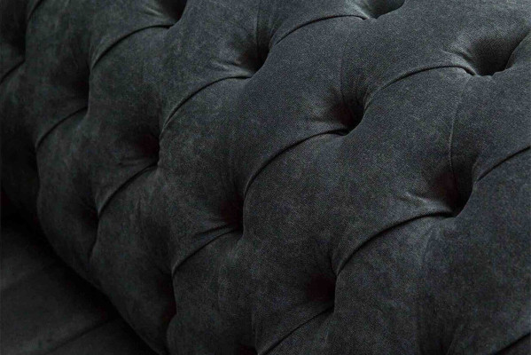 Sofá diseño Chesterfield, sillón tapizado de lujo en tela.