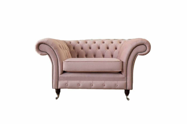 Chesterfield diseño sillón rosa tapizado tela de lujo sofá 1 plaza