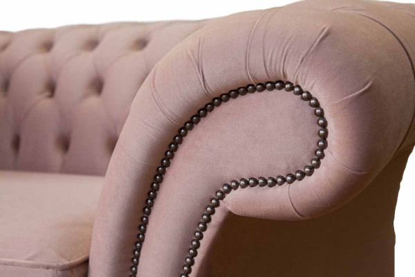 Chesterfield diseño sillón rosa tapizado tela de lujo sofá 1 plaza