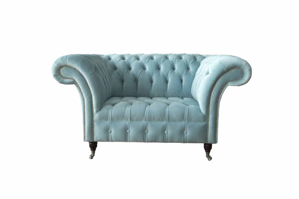 Sillón Chesterfield turquesa, sofá tapizado de diseño de 1 plaza, nuevo.
