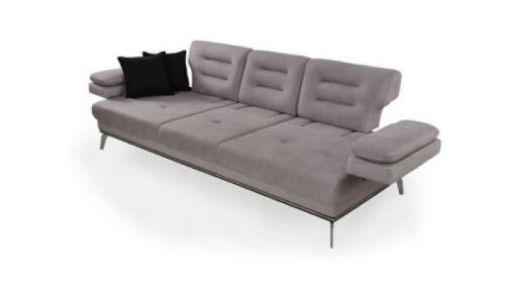 Conjunto de sofás de lujo 3 piezas Sofá de 2 plazas Sofá de 3 plazas Sillón Tela Gris Moderno