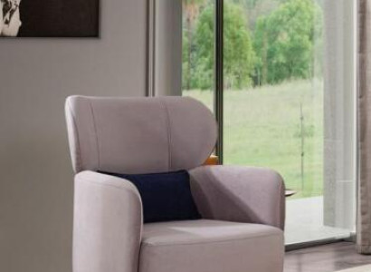 Sillón orejero, sillón de cocktail, asiento, diseño moderno en gris, tela.