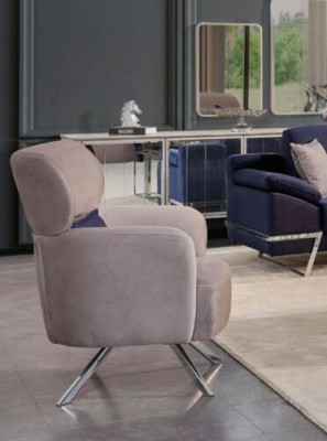 Sillón orejero, sillón de cocktail, asiento, diseño moderno en gris, tela.