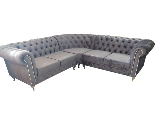 Sofá Chesterfield en forma de L diseño esquinero tapizado textil sofá esquina sofá.