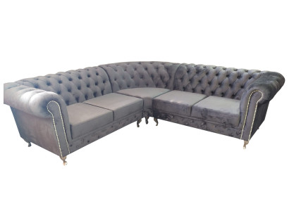 Sofá Chesterfield en forma de L diseño esquinero tapizado textil sofá esquina sofá.