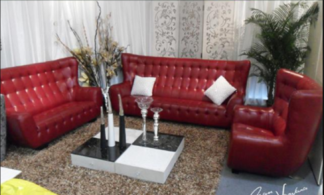Conjunto de sofás Chesterfield, sillón, conjunto de sofá de 3 piezas, sofá de cuero rojo, moderno.