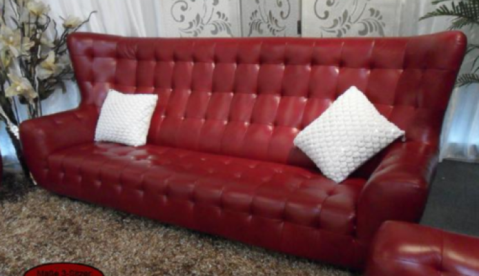 Conjunto de sofás Chesterfield, sillón, conjunto de sofá de 3 piezas, sofá de cuero rojo, moderno.