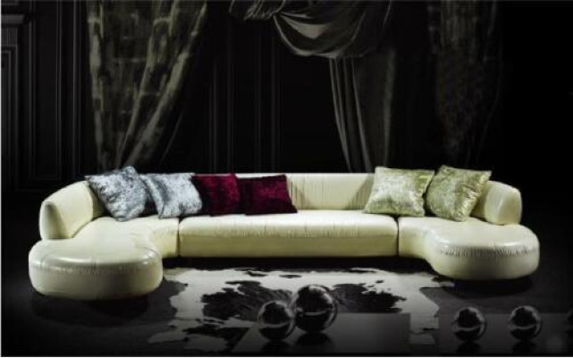 Sofá esquinero Chesterfield en forma de U Sofá de lujo Sofá de cuero Sofás Blanco Moderno