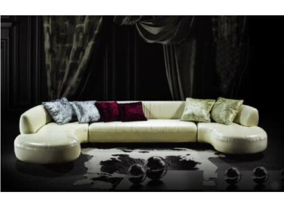 Sofá esquinero Chesterfield en forma de U Sofá de lujo Sofá de cuero Sofás Blanco Moderno