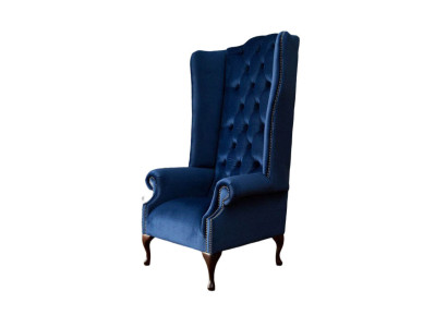 Silla Chesterfield Sofá Tela Salón Tapizado Azul Lujo Sillón de orejas
