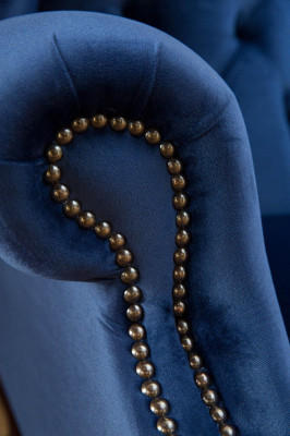 Silla Chesterfield Sofá Tela Salón Tapizado Azul Lujo Sillón de orejas