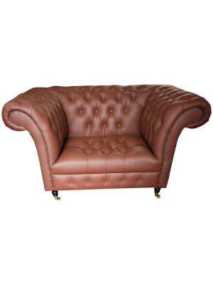 Lujo Chesterfield Sillón Cuero Asiento Salón Sillón Marrón Moderno