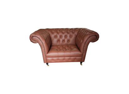 Lujo Chesterfield Sillón Cuero Asiento Salón Sillón Marrón Moderno