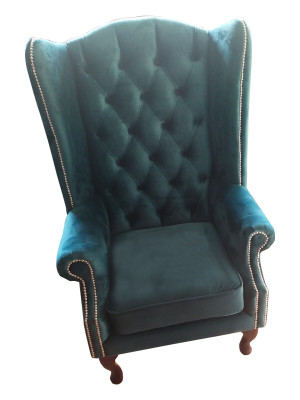 Sillón Chesterfield de terciopelo, sillón individual, sillón lujoso, sofá.